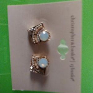 Small tile and stone earrings
